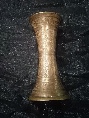 Brass Embossed Decorative Vase - Gold Finish